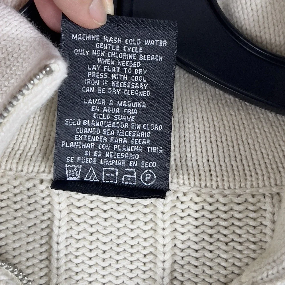 Polo Jeans Ralph Lauren Cream Ribbed Quarter Zip Sweater Cotton Knit Pullover